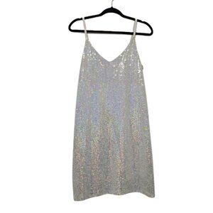 Candies Silver Sequin Dress LARGE